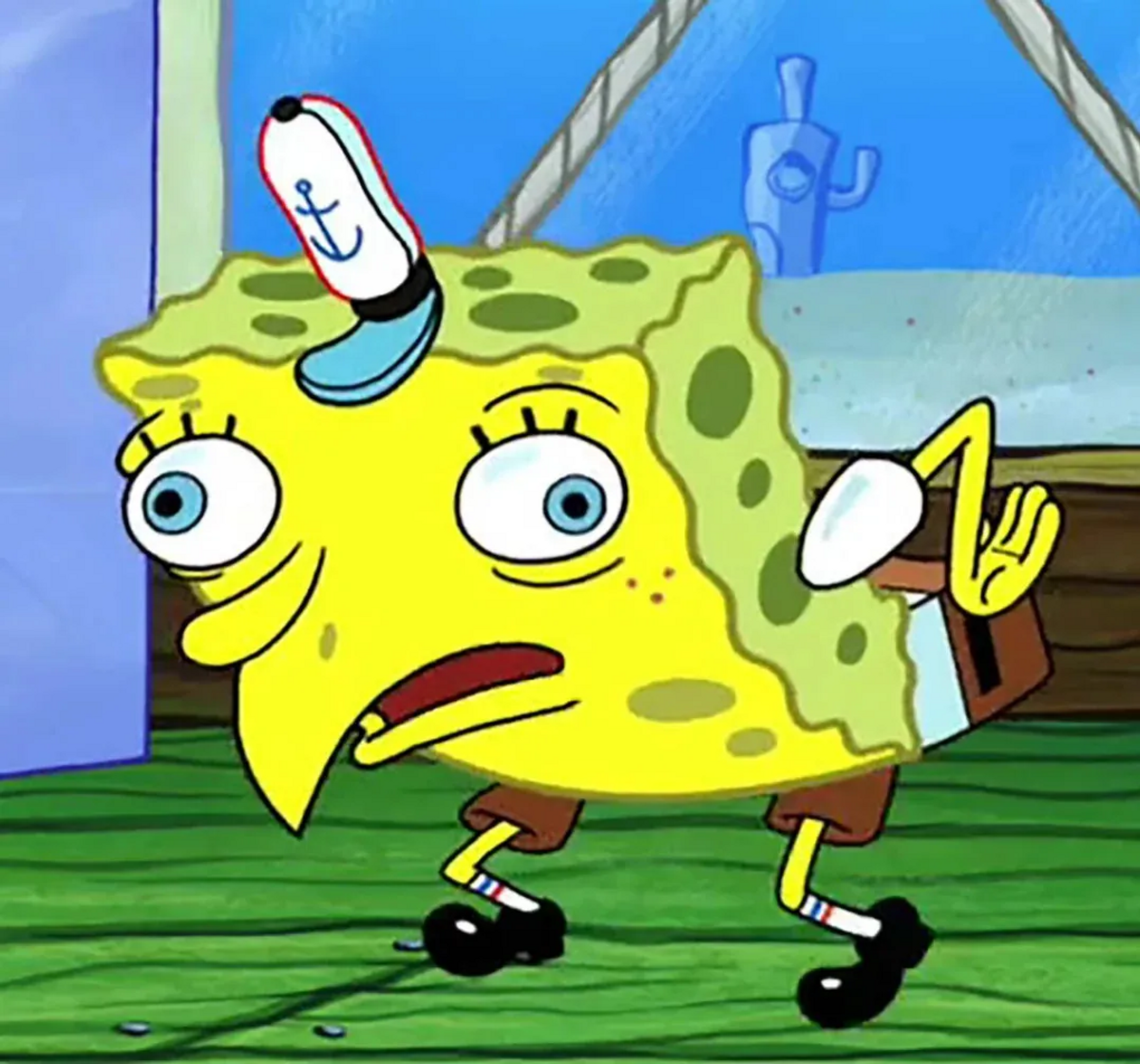 Spongebob wiping sweat meme